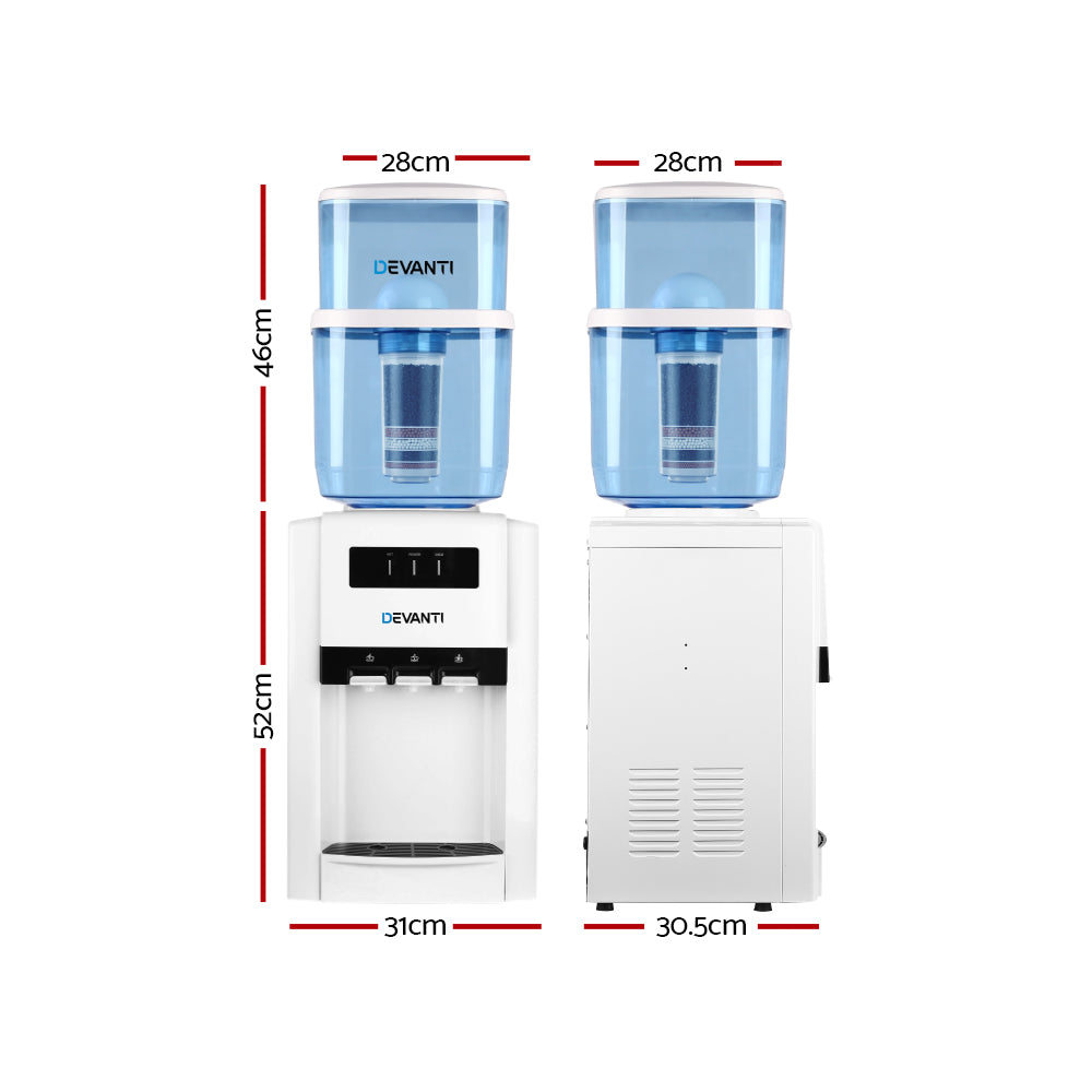 Devanti Water Dispenser 22L 3-Tap Hot Cold Room Temp White