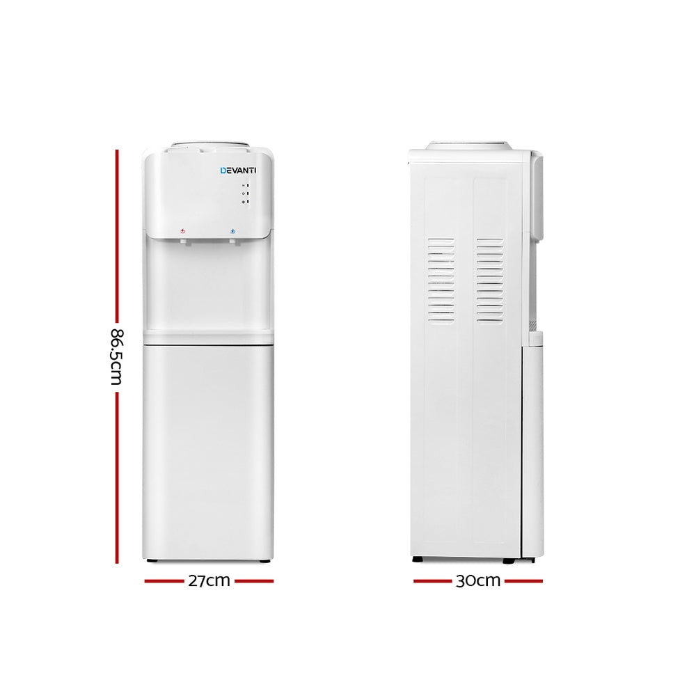 Devanti Floor Standing Water Cooler Hot Cold Dispenser with Storage White
