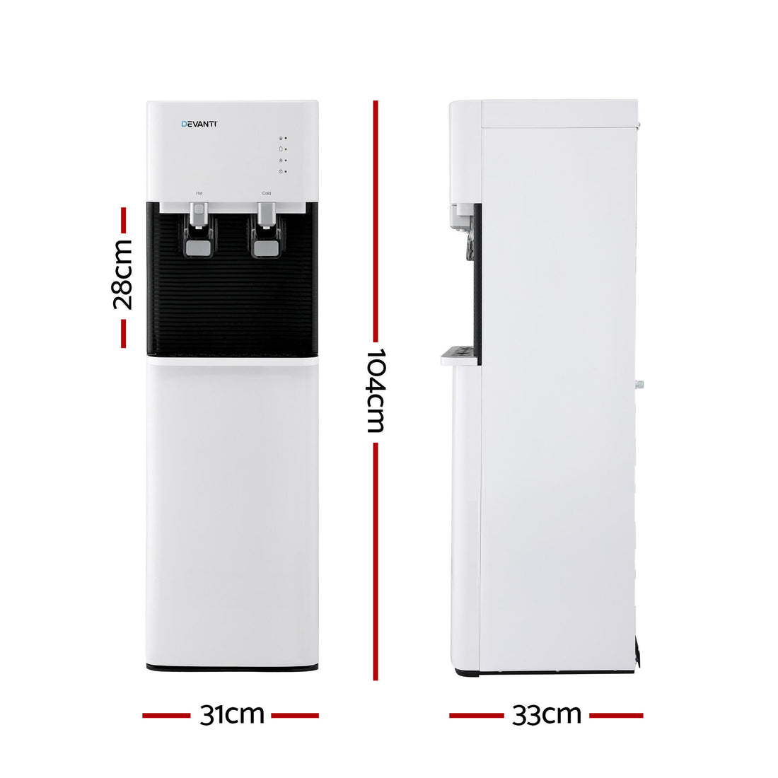 Devanti Bottom Loading Water Cooler Dispenser Hot Cold White Stainless Steel