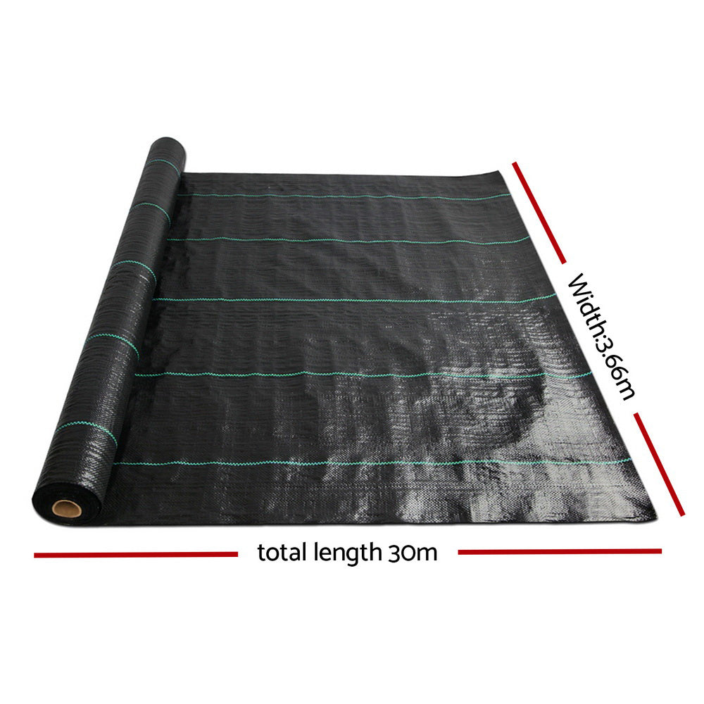 Instahut Woven Weed Mat Roll UV Resistant 3.66m x 30m Black