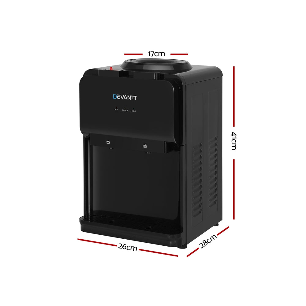Devanti Bench Top Water Cooler Dispenser Hot Cold Black