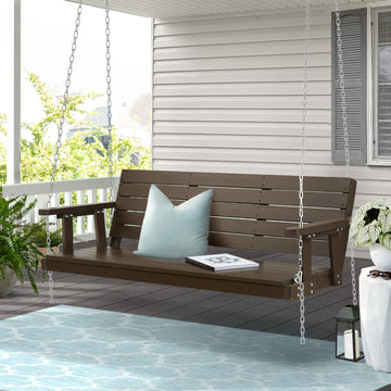 Gardeon Porch Swing Chair with Chain 3-Seater Fir Wood Brown