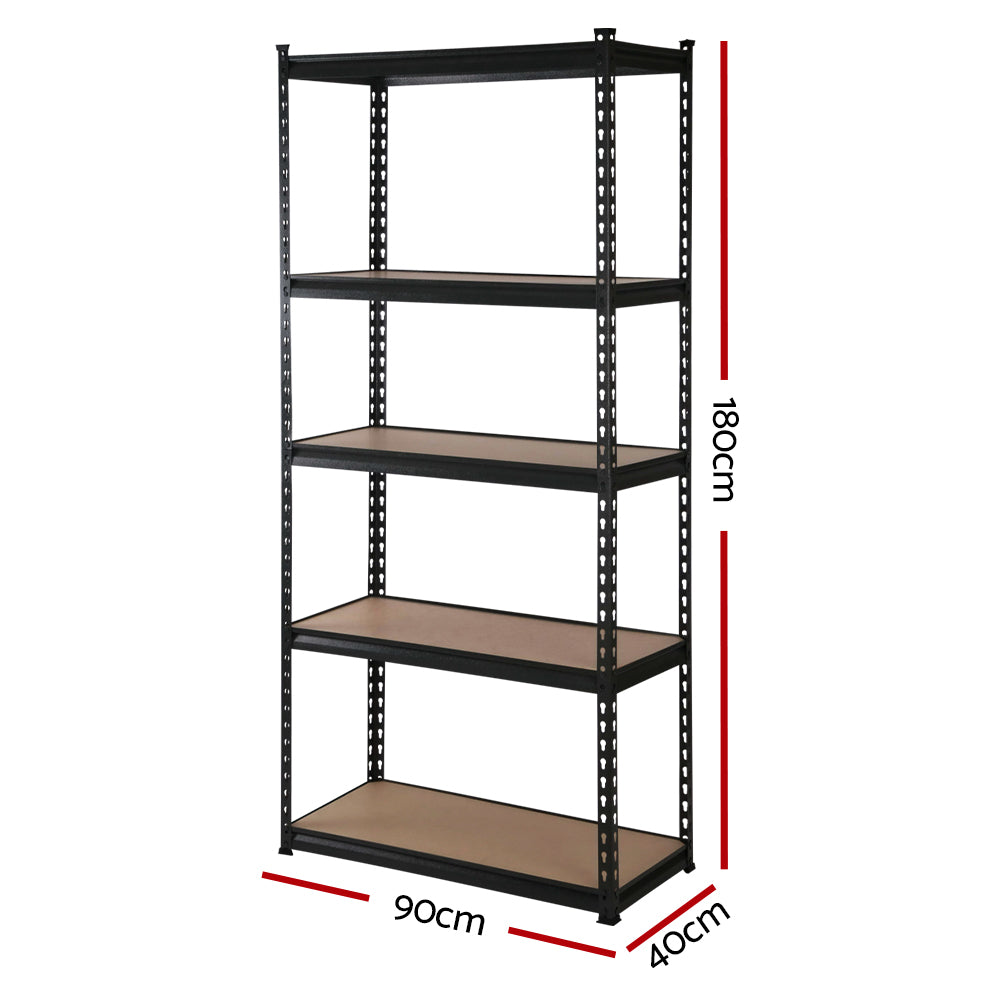 Giantz Heavy Duty Garage Shelving Rack Steel 5 Tier 200kg Black