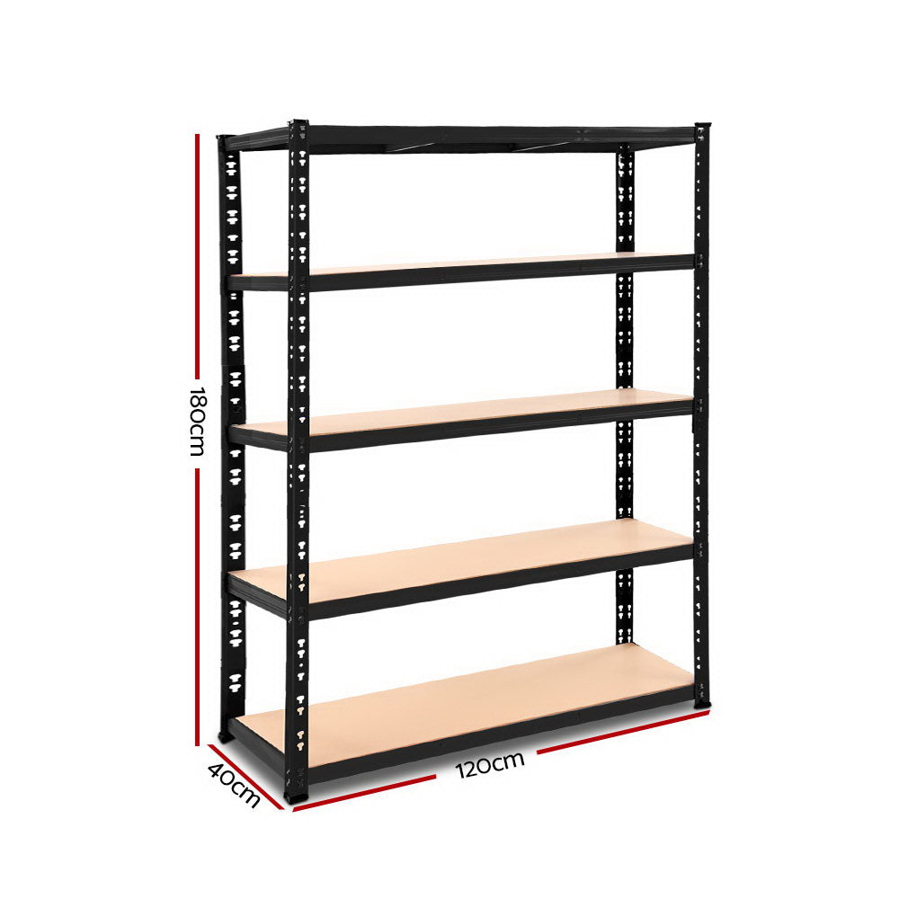 Giantz Heavy Duty Steel Garage Shelving Unit 180cm Black