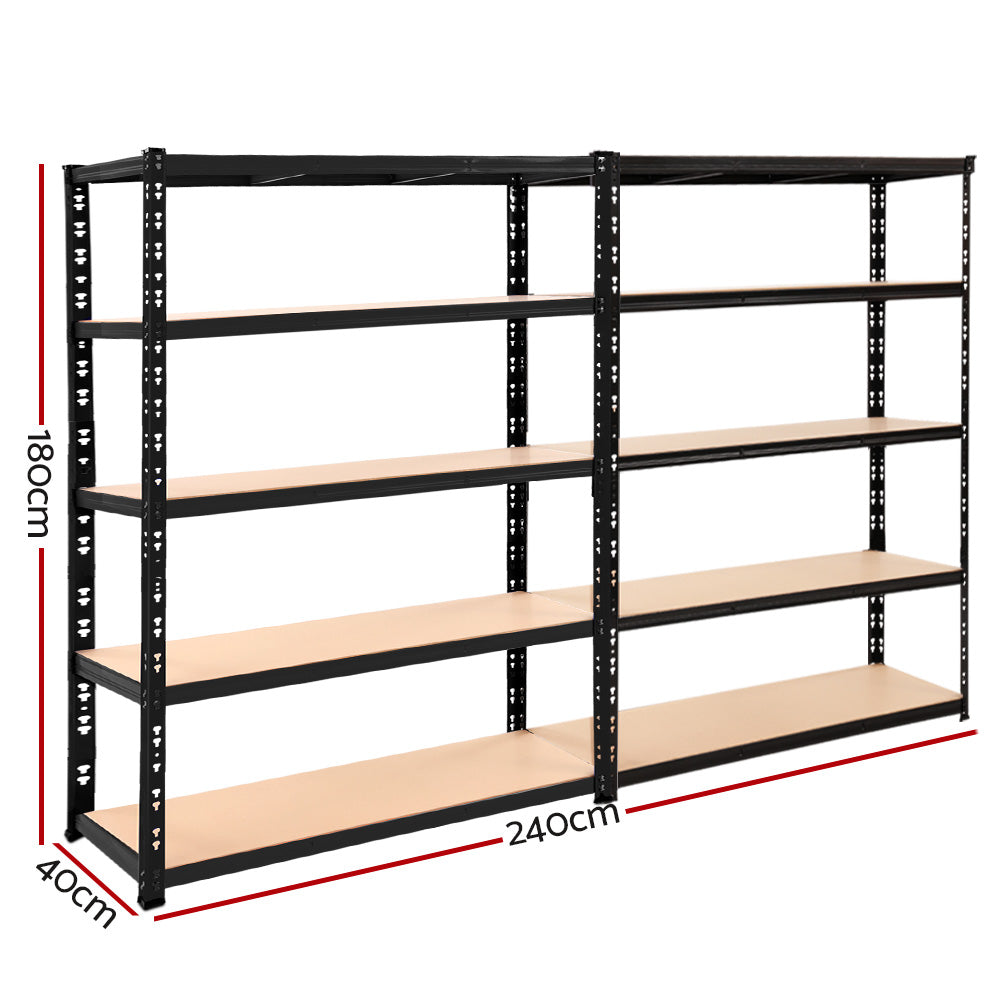 Giantz Garage Shelving Rack Heavy Duty Steel 2.4m 4 Tier Black