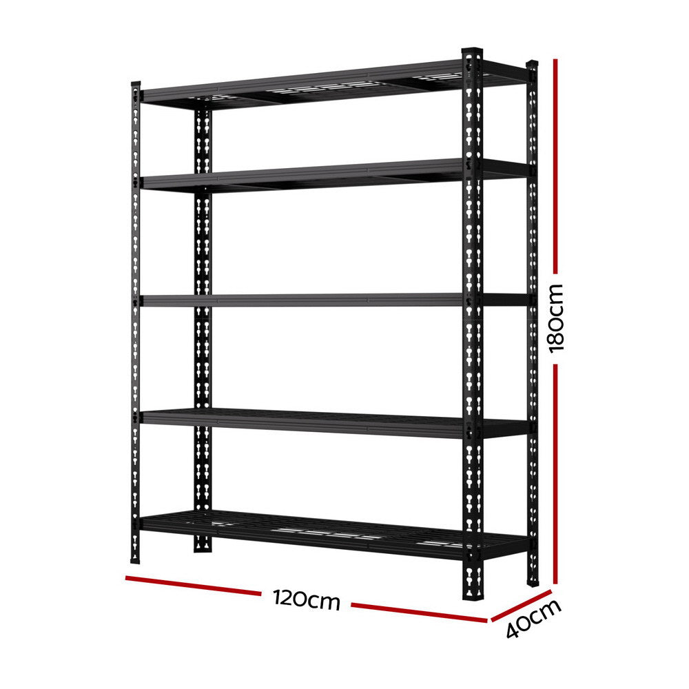 Giantz Garage Shelving Rack Heavy Duty 150kg Steel 1.8M Black