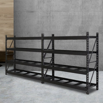 Giantz Garage Shelving Rack Heavy Duty Steel 4 Tier 2m Black