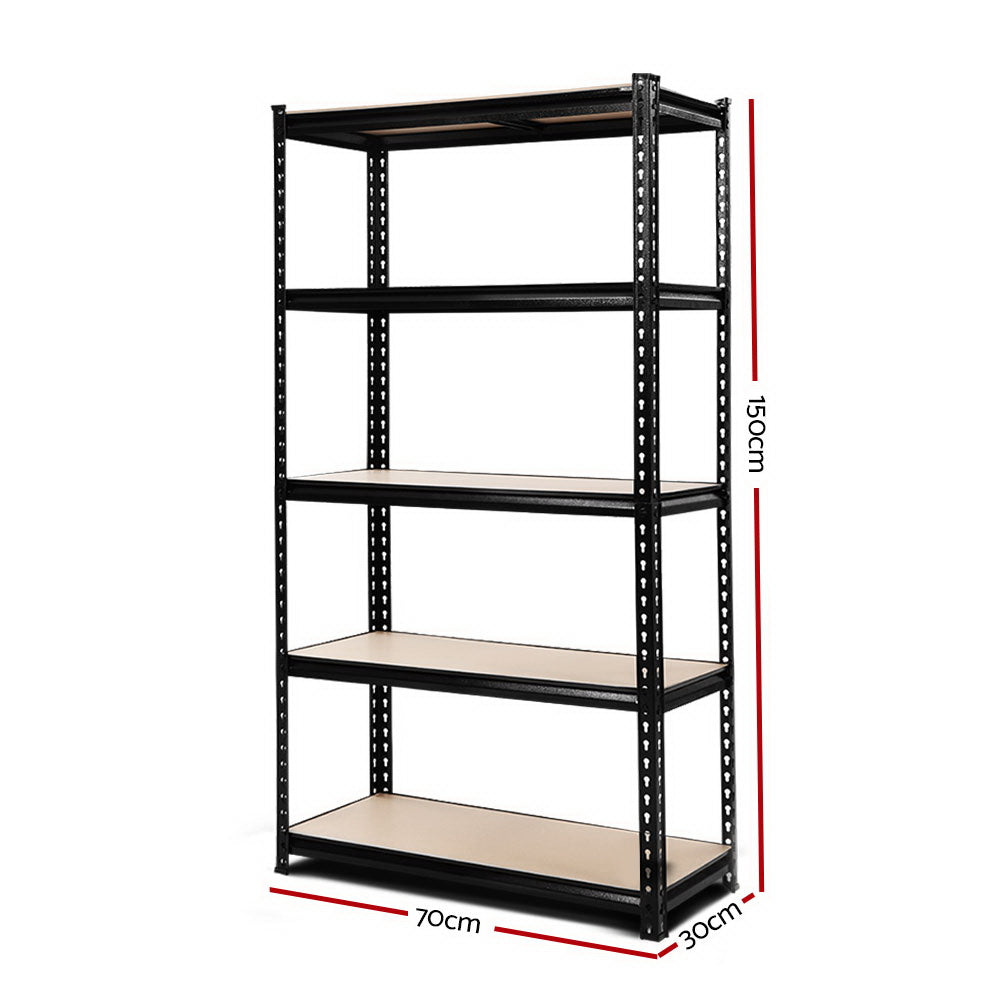 Giantz Heavy Duty Garage Storage Shelf 5-Tier 150kg Black Steel