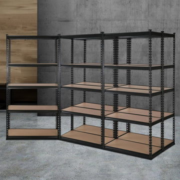 Giantz Heavy Duty Garage Storage Shelf 5-Pack 5-Tier 150kg Black Steel