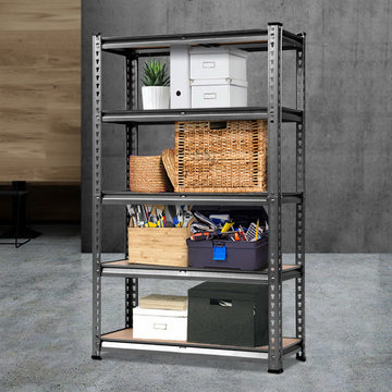 Giantz Compact Garage Storage Shelf Rack 5-Tier 150kg Charcoal Steel