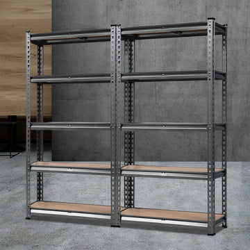 Giantz Heavy Duty Garage Shelving Rack 5-Tier 150kg Charcoal 2-Pack