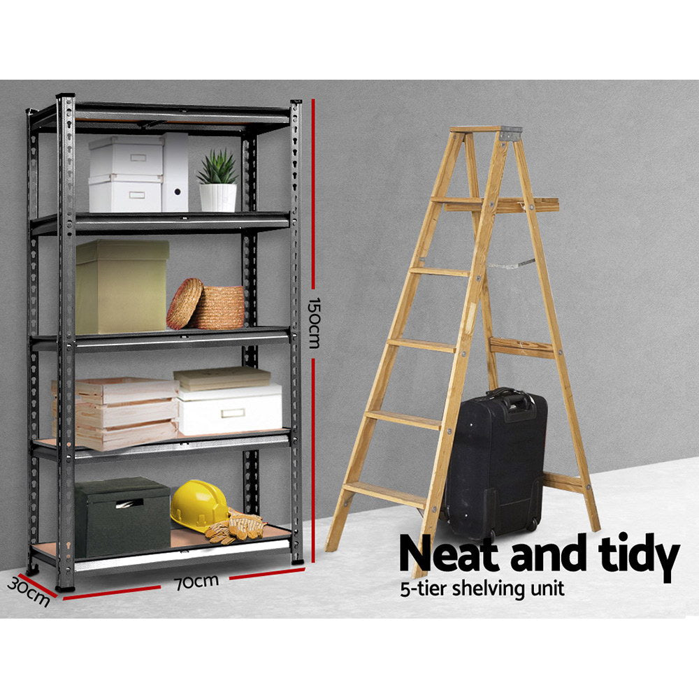 Giantz Heavy Duty Garage Shelving Rack 5-Tier 150kg Charcoal 2-Pack