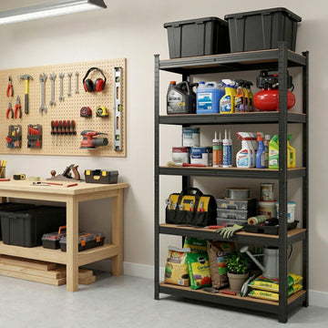 Giantz Garage Steel Shelving Rack 5-Tier 250kg Capacity 1.6X0.8m Black