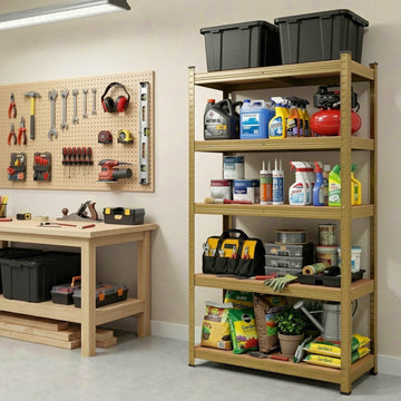 Giantz Garage Steel Shelving Rack 5-Tier 250kg Capacity 1.6X0.8m Yellow
