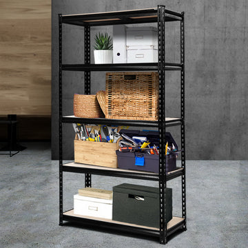 Giantz Heavy Duty Garage Storage Shelf 200kg Black Steel