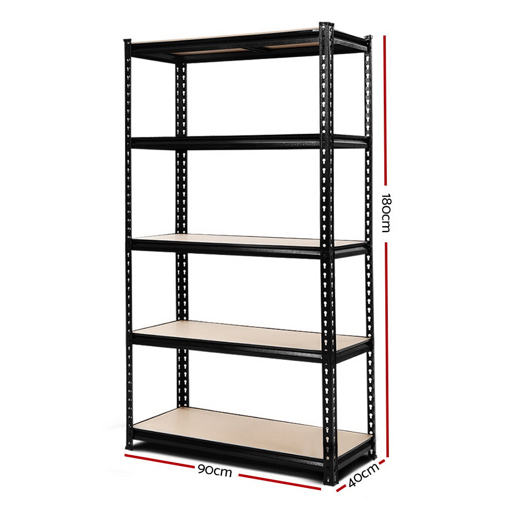 Giantz Heavy Duty Garage Storage Shelf 200kg Black Steel