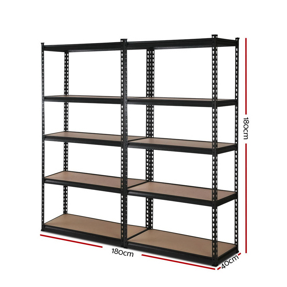 Giantz Heavy Duty Garage Storage Shelf 2-Pack 200kg Black Steel