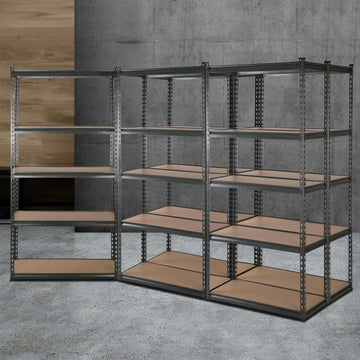 Giantz Heavy Duty Garage Storage Shelf Rack 5-Tier 200kg Charcoal Steel 5 Pack