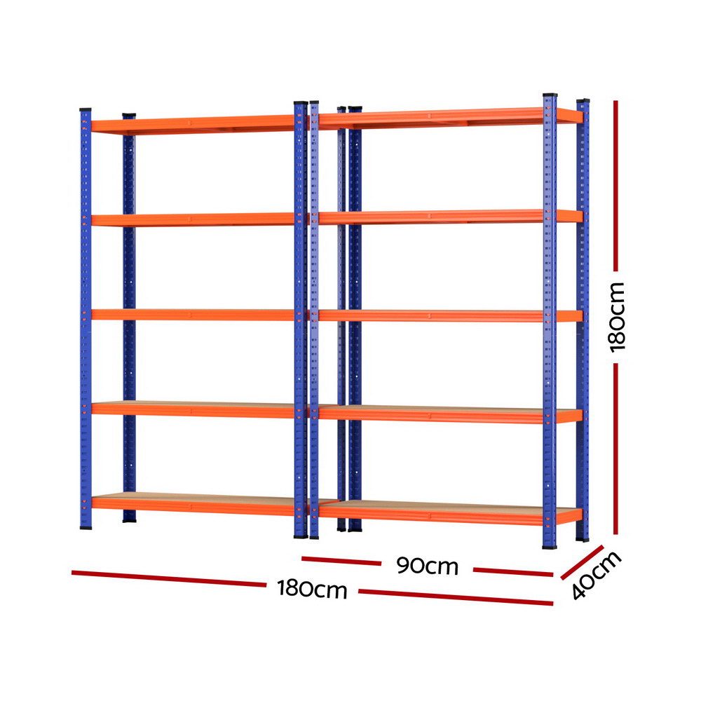 Giantz Heavy Duty Garage Storage Shelving Rack 2 Pack 200kg Per Shelf 180cm