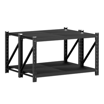 Giantz Heavy Duty Garage Storage Workbench Rack 2 Tier 200kg 1.5m Black