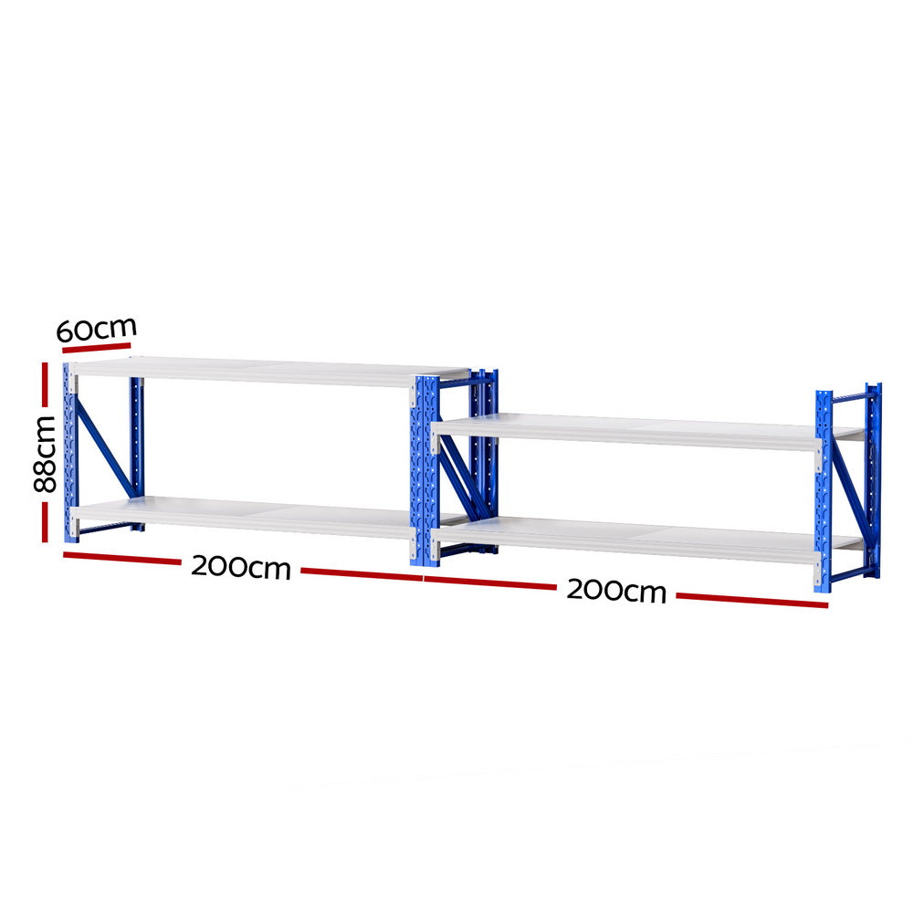 Giantz Heavy Duty Garage Shelving Workbench 200kg Capacity 2x 0.9M Steel