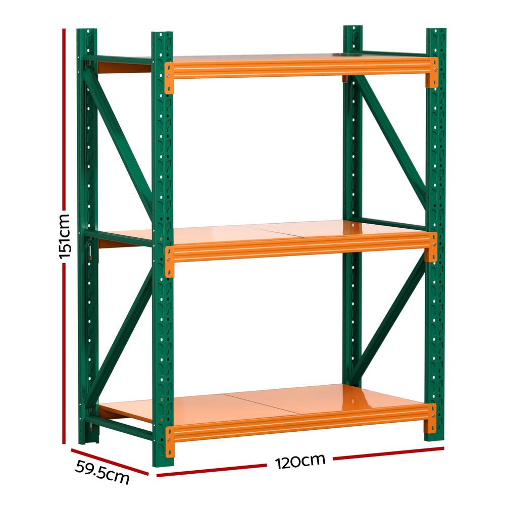 Giantz Heavy Duty Garage Shelving Rack 200kg Capacity 1.5M Black Steel