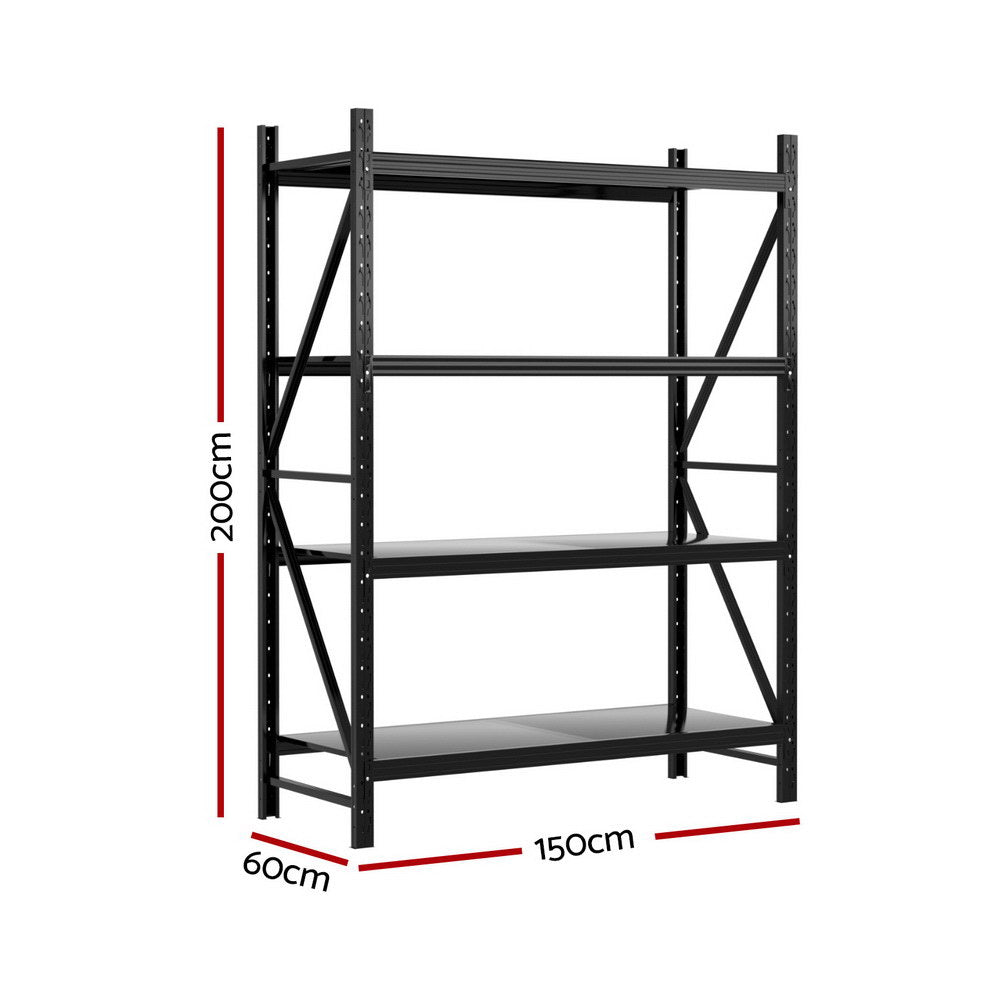 Giantz Garage Storage Rack Heavy Duty Industrial Steel 2m Black