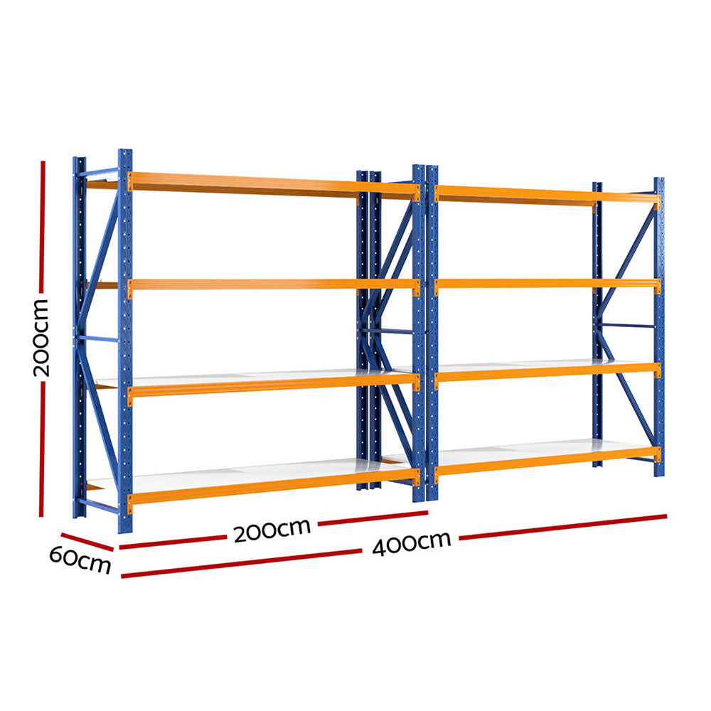 Giantz Garage Shelving Rack Heavy Duty 200kg Steel 4M Orange