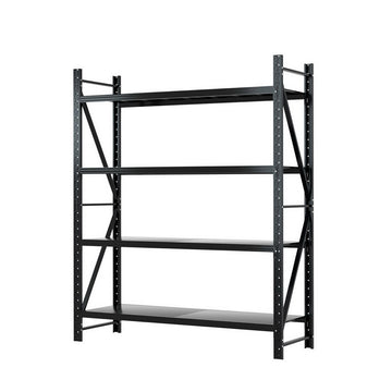 Giantz Heavy Duty Warehouse Storage Shelf Rack 4-Tier 200kg Black Steel