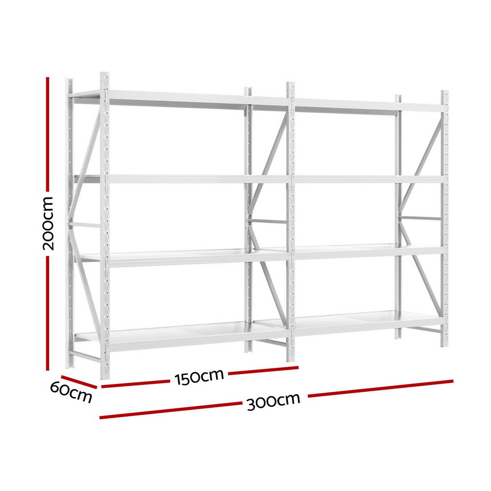 Giantz Garage Shelving Rack Heavy Duty 200kg Steel 3M White