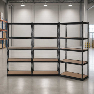 Giantz Heavy Duty Garage Storage Shelf 3-Pack 200kg Black Steel