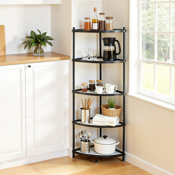 Artiss Kitchen Corner Shelf 5-Tier Freestanding Metal Black