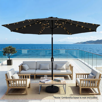 Instahut LED Outdoor Umbrella with String Lights 2.9m Black