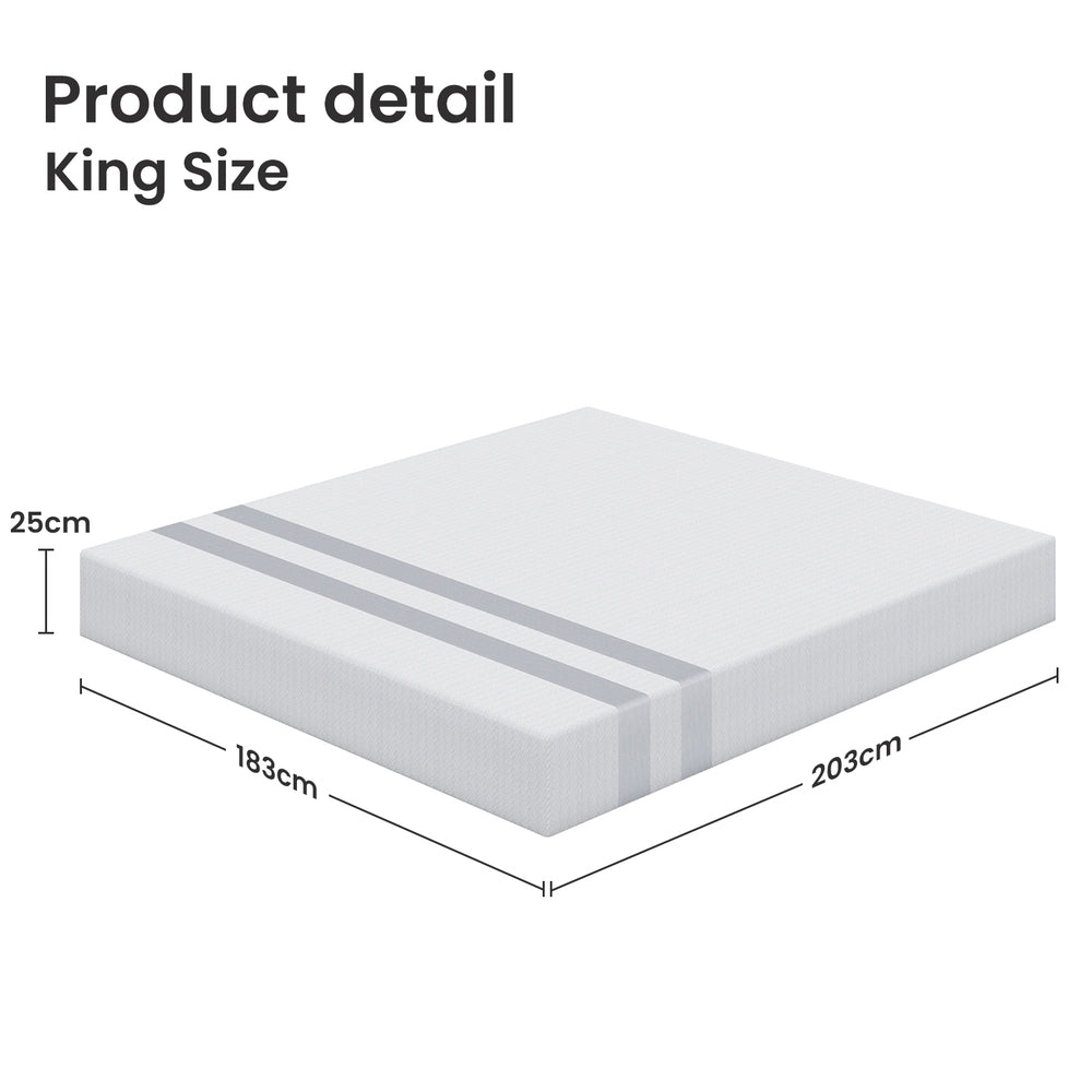 BedStory Reversible Gel Memory Foam Mattress King 25cm Medium Firm