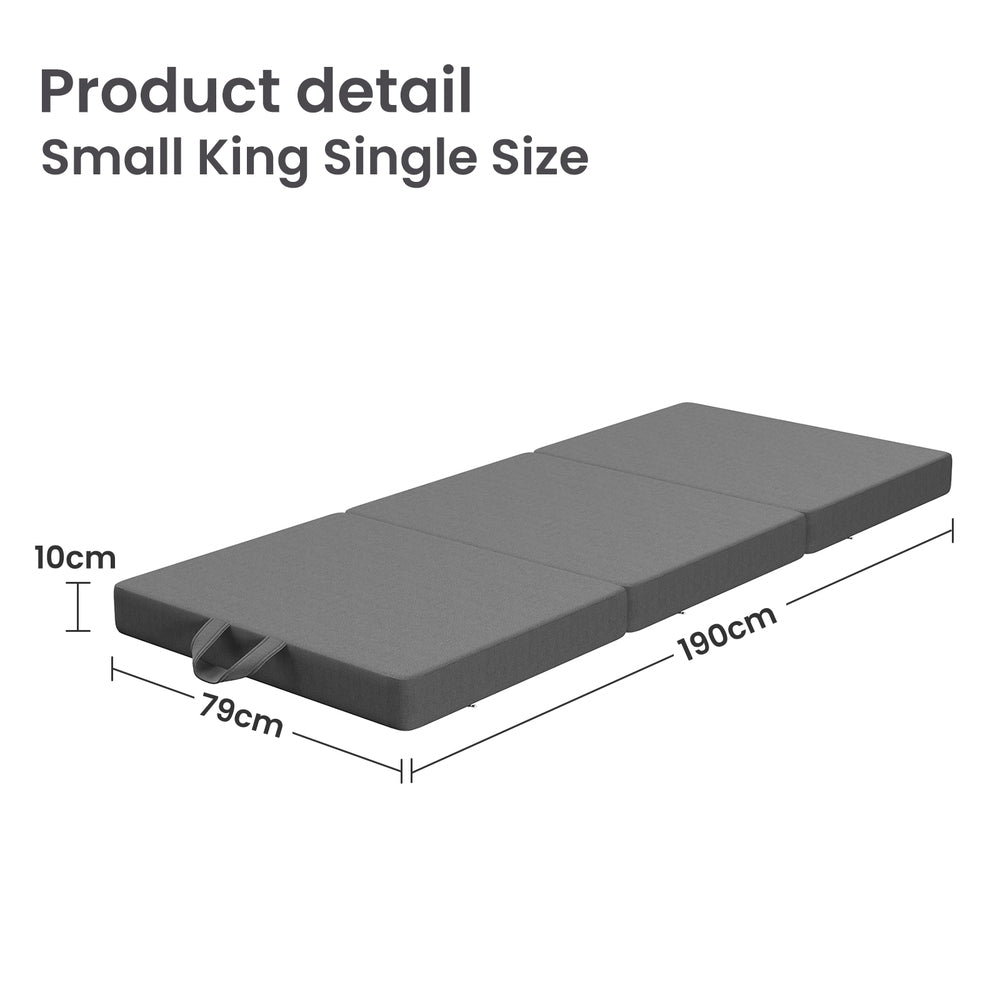 BedStory Folding Mattress with Washable Cover Firm Support 190x80cm Gray