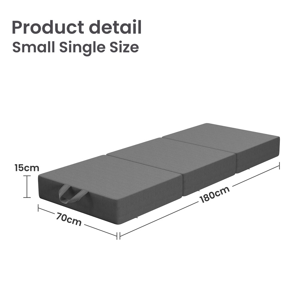 BedStory Folding Mattress 15cm Firm Support 180x70cm Gray