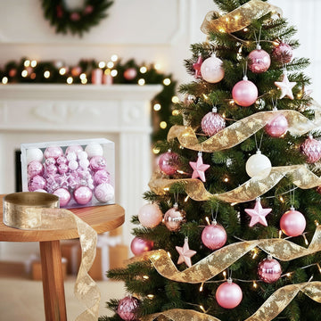 Jingle Jollys Christmas Ornament Set with Ribbon and Baubles 34-Piece
