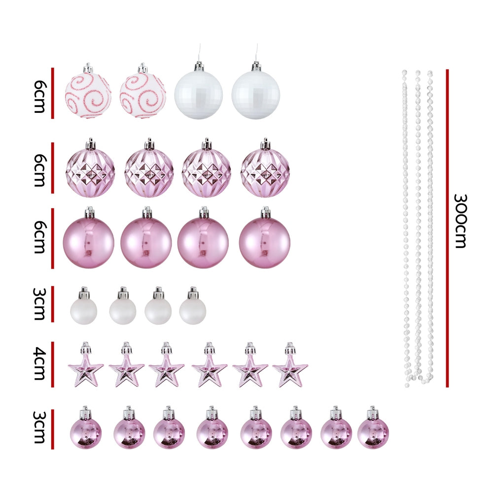 Jingle Jollys Christmas Tree Ornament Set 33pcs Baubles and Stars Pink