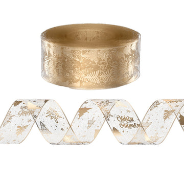 Jingle Jollys Christmas Tree Ribbon Roll 20M Gold Nylon