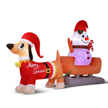 Jingle Jollys Christmas Inflatable Snowman Dog with LED Lights 4.2M