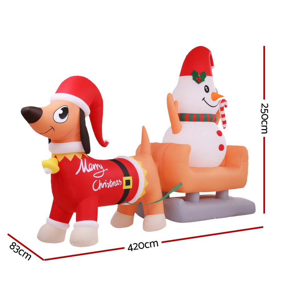 Jingle Jollys Christmas Inflatable Snowman Dog with LED Lights 4.2M