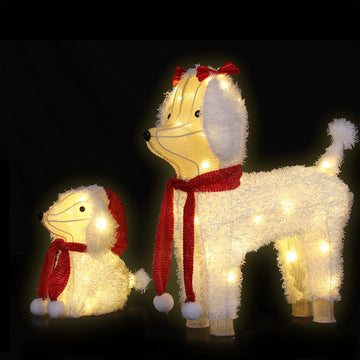 Jingle Jollys LED Dog Decorations Set 2pcs Warm White