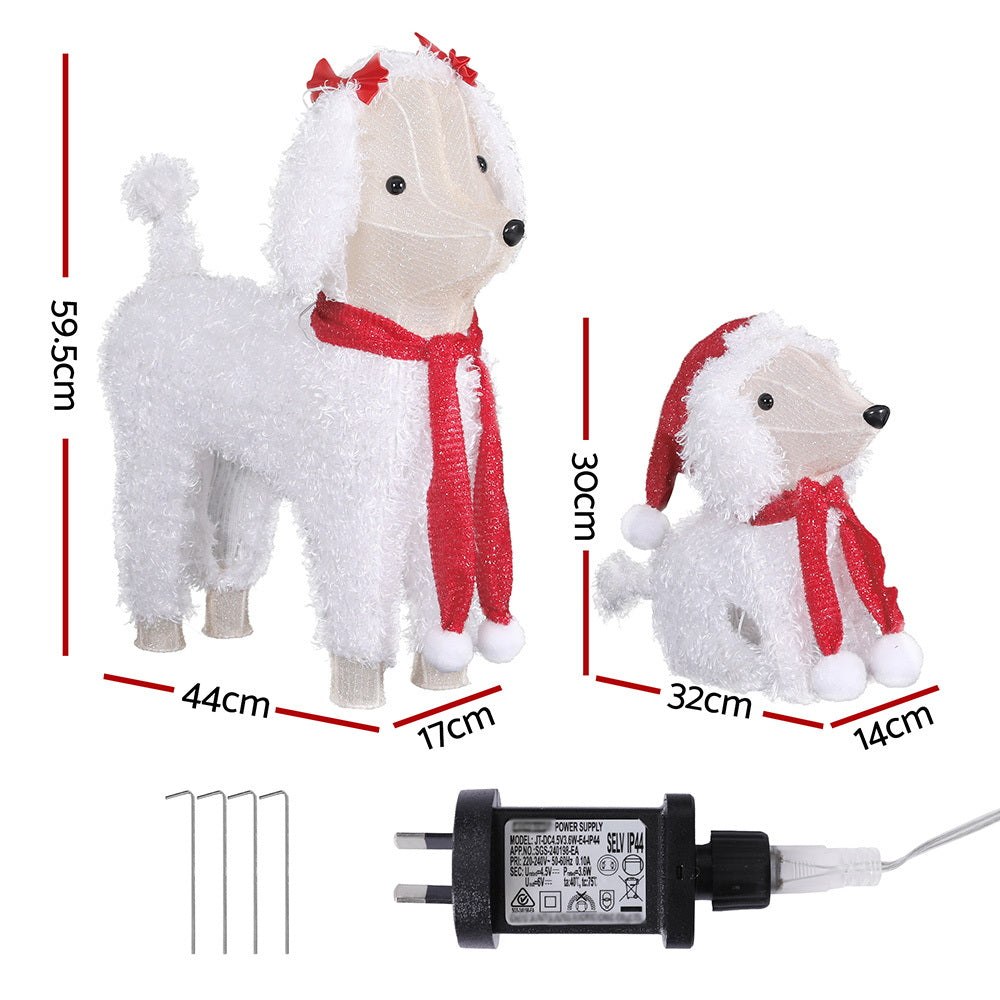Jingle Jollys LED Dog Decorations Set 2pcs Warm White