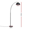 Arc floor lamp dimensions: 167cm total height, 30cm black dome shade, 30cm black marble base diameter