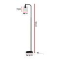Black arc floor lamp dimensions diagram showing 161cm height, 24.5cm base and 17cm x 14cm glass shade