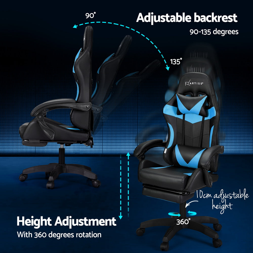 Adjustable backrest 90 to 135 degree recline and 360-degree rotation with 10cm height adjustment infographic