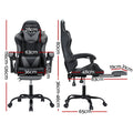 Dimension chart for Artiss black grey gaming chair showing 63cm wide 36cm seat 80cm back 65cm base 36-46cm height
