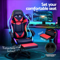 Set your comfortable seat promo for black red Artiss LED chair in gaming room with retractable footrest 20x35cm