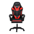 Artiss black and red LED massage gaming chair front view with headrest pillow and lumbar cushion