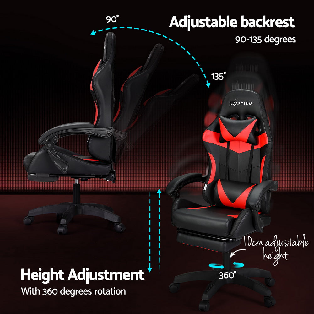 Adjustable backrest 90 to 135 degree recline and 360-degree rotation with 10cm height adjustment infographic